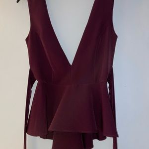 Lulus Deep V Peplum Bow Tie Tank Top